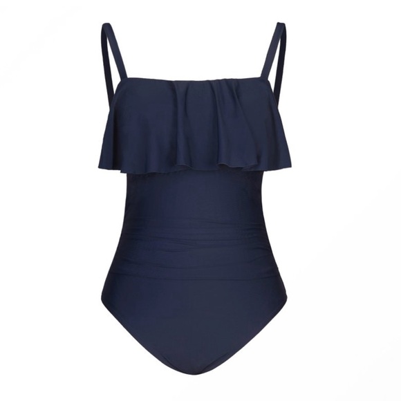 New CUPSHE Ruffled One Piece
Swimsuit OX Navy Blue Maillot Plus Size NWT - Picture 4 of 7